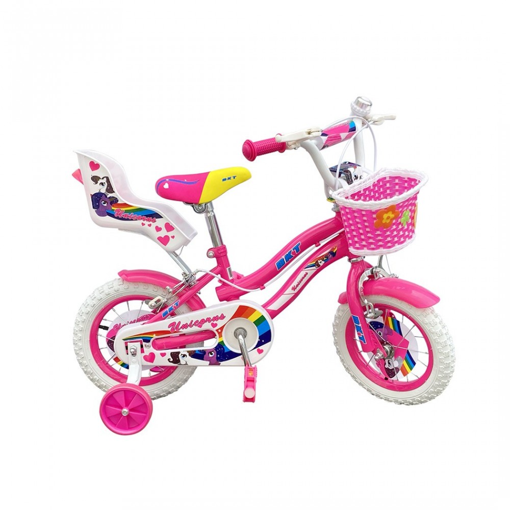 Bicicleta UNICORN BKT talla 12 para niñas de 2 a 5 años con ruedines