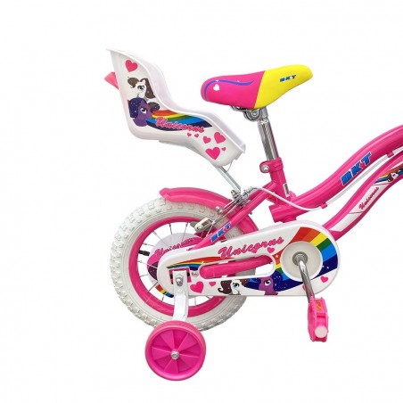 Bicicleta UNICORN BKT talla 12 para niñas de 2 a 5 años con ruedines