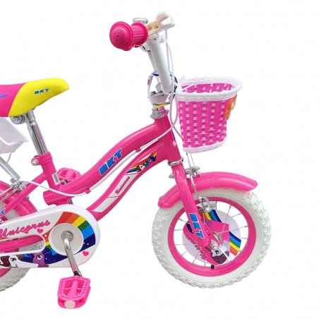 Bicicleta UNICORN BKT talla 12 para niñas de 2 a 5 años con ruedines