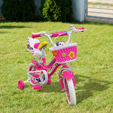 Bicicleta UNICORN BKT talla 12 para niñas de 2 a 5 años con ruedines