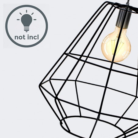 Lámpara colgante industrial retro 019844 Lámpara de metal negro Forja