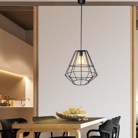 Lámpara colgante industrial retro 019844 Lámpara de metal negro Forja