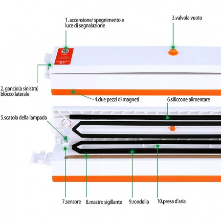 183112 Máquina para el sellado de bolsas apto alimentos al vacío con 10 bolsas