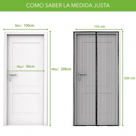 001480 Cortina mosquitera con cierre magnético fabricada en resina 110 x 220 cm