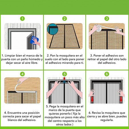 001480 Cortina mosquitera con cierre magnético fabricada en resina 110 x 220 cm