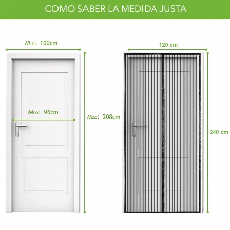 001473 Cortina mosquitera con cierre magnético fabricada en resina 120 x 240 cm
