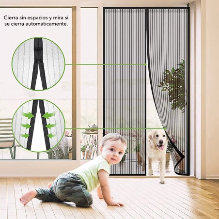 001473 Cortina mosquitera con cierre magnético fabricada en resina 120 x 240 cm