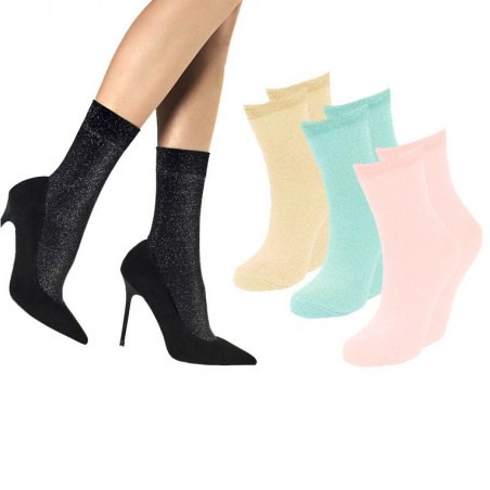 214679 Kit calcetines para mujer 6 pares SPARKLY Color sólido con purpurina