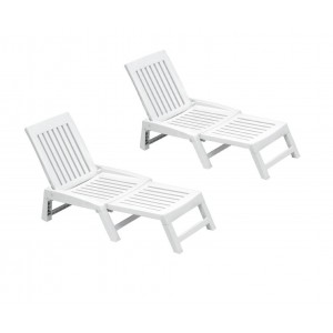 Set 2 pzs Tumbona de resina blanca ORFEO 177x61x85cm...