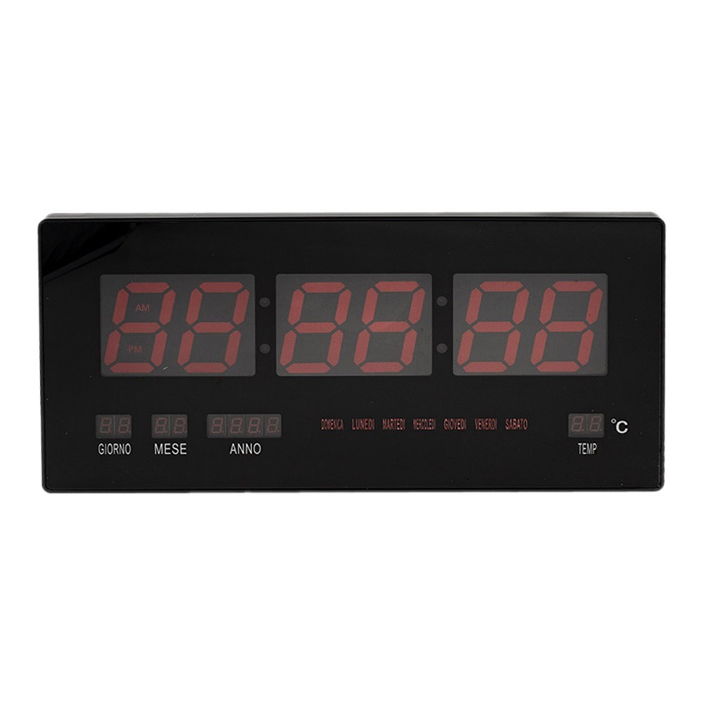 146228 Reloj de pared digital LED calendario y temperatura 47x23x3 cm