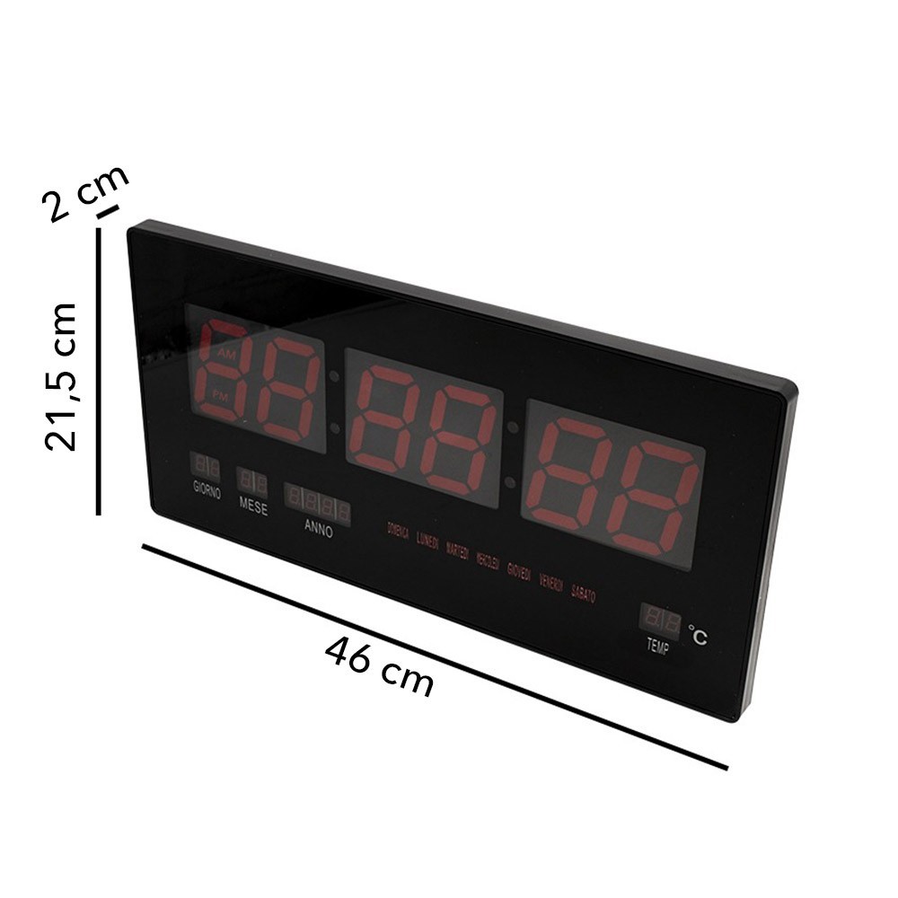 146228 Reloj de pared digital LED calendario y...
