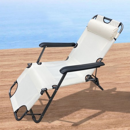 320389 Tumbona 2 en 1 reclinable Onshore plegable en metal textilene