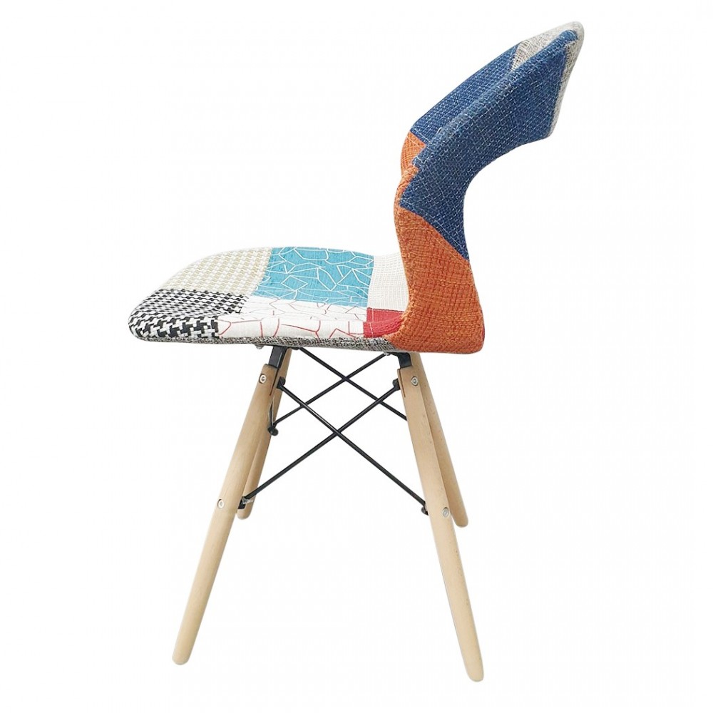 Silla blanda PARIGI patchwork patas madera de...