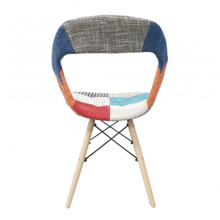 Silla blanda PARIGI patchwork patas madera de haya con estructura en metal