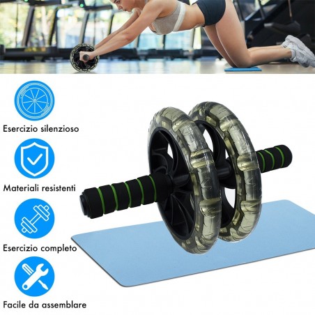 871051 Herramienta entrenamiento abdominal y fitness RollerWheel con colchoneta