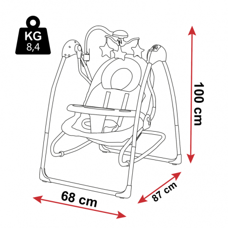 Mecedora Nunù Dolce Nanna TY-008 Multifunción con Control Remoto y Oscilación