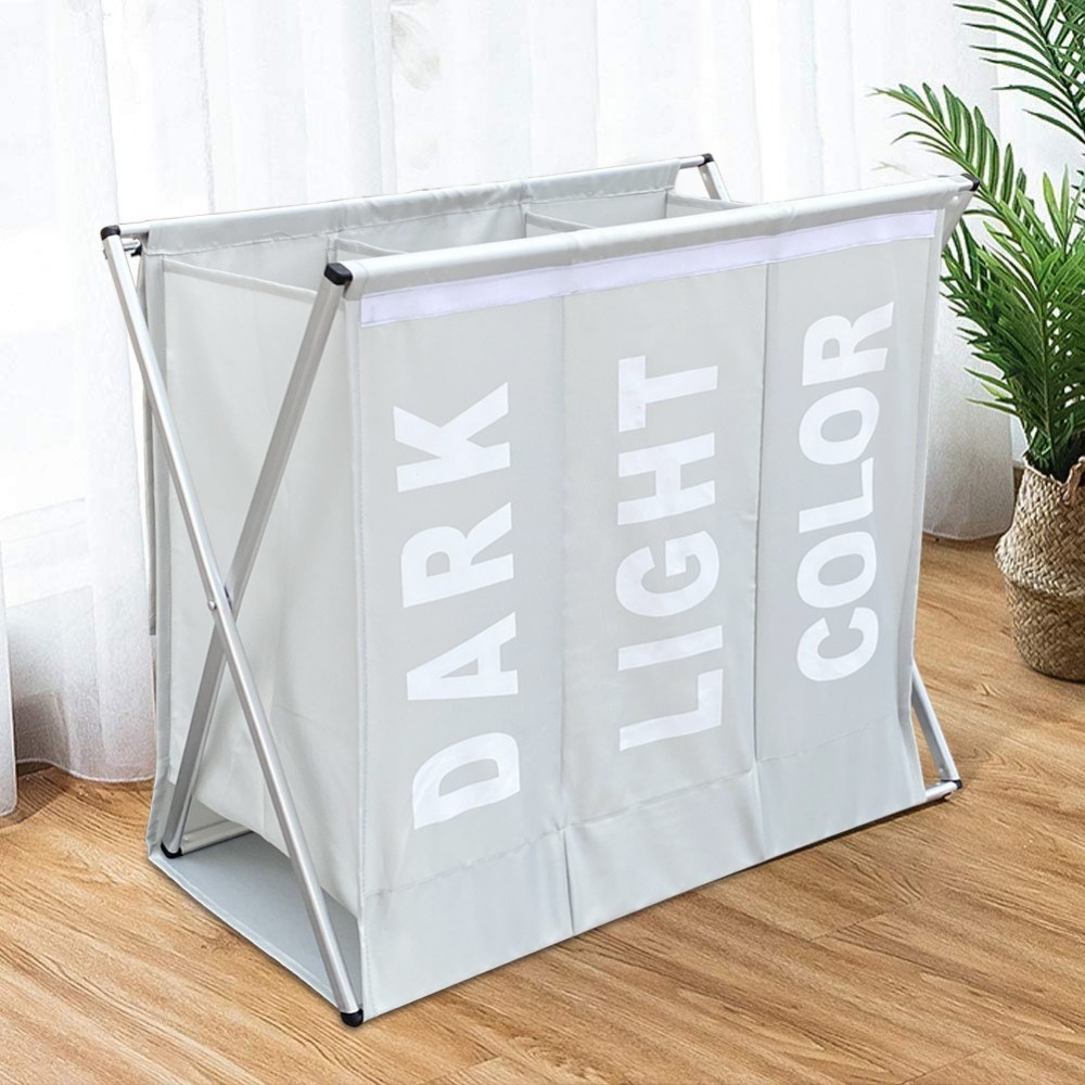 43883 Cesto de ropa 3 compartimentos división de prendas de color