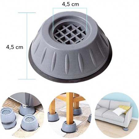 211068 Pies universal antideslizante antivibración en goma para lavadora o sofá
