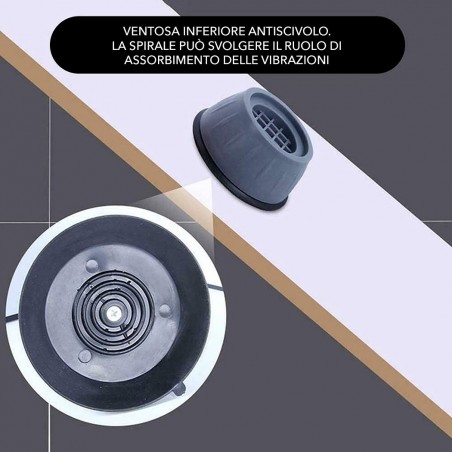 211068 Pies universal antideslizante antivibración en goma para lavadora o sofá