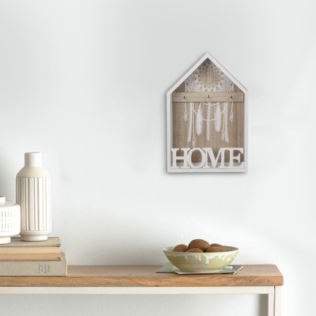 144305 Caseta para llaves en madera blanca 20 x 5 x 30 cm con 3 ganchos