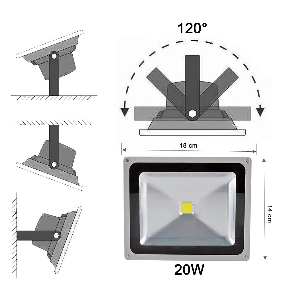 Luz LED RGB exterior 20W con control remoto y...