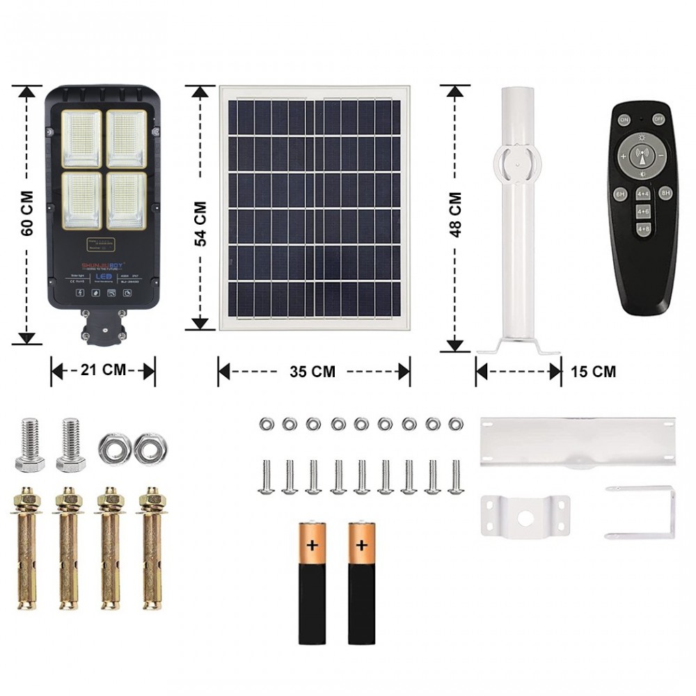 Farola LED Panel Solar 300W Mando a distancia...