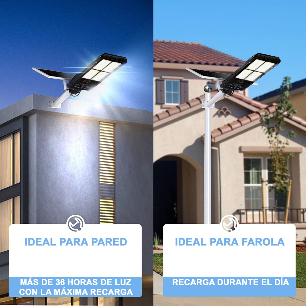 294001 Farola LED con panel solar 400W sensor...