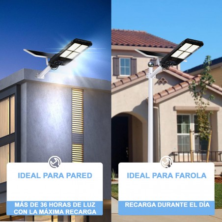 294001 Farola LED con panel solar 400W sensor de movimiento y protección IP65