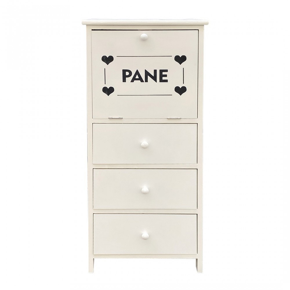 Mueble Panera de madera 90x40x29 con 3 cajones y recipiente de vidrio