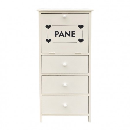 Mueble Panera de madera 90x40x29 con 3 cajones y recipiente de vidrio