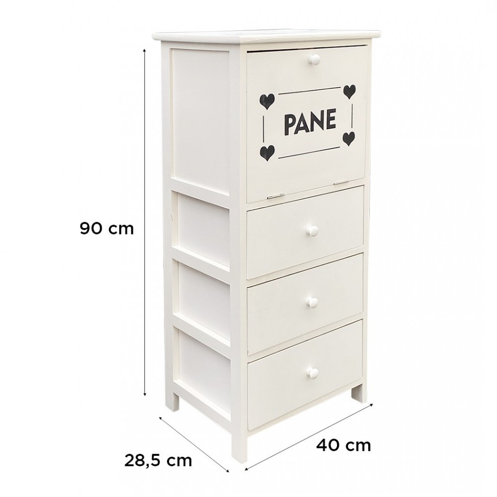 Mueble Panera de madera 90x40x29 con 3 cajones...