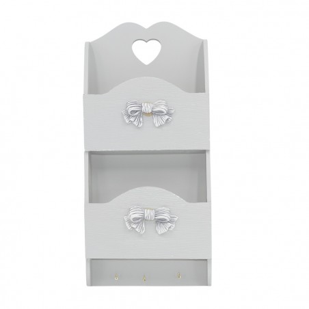 437520 Portacartas de madera para pared 2 plazas decoración LAZOS 29Hx6Px18L cm