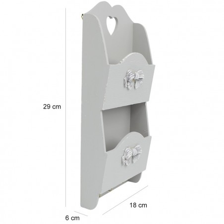 437520 Portacartas de madera para pared 2 plazas decoración LAZOS 29Hx6Px18L cm
