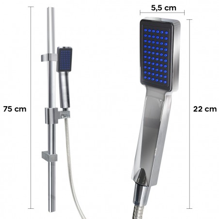 AD-6725 Alcachofa deslizante con soporte para ducha den acero regulable 25h cm