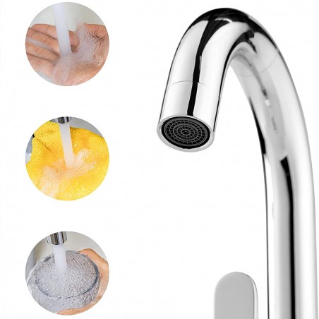 Grifo lavabo POS01 Mezclador de caño alto cromado con mangueras para conexión