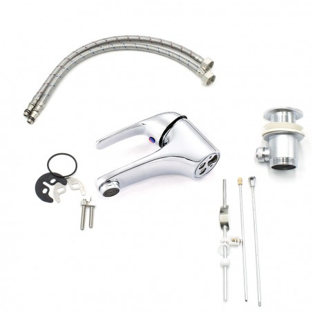 1601 Grifo para lavabo de acero inoxidable con conexión emergente y desagüe