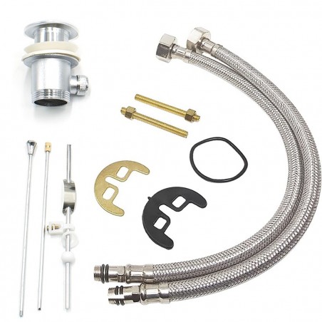 90044-5 Grifo Selenia para lavabo en acero inoxidable con tubos de conexión