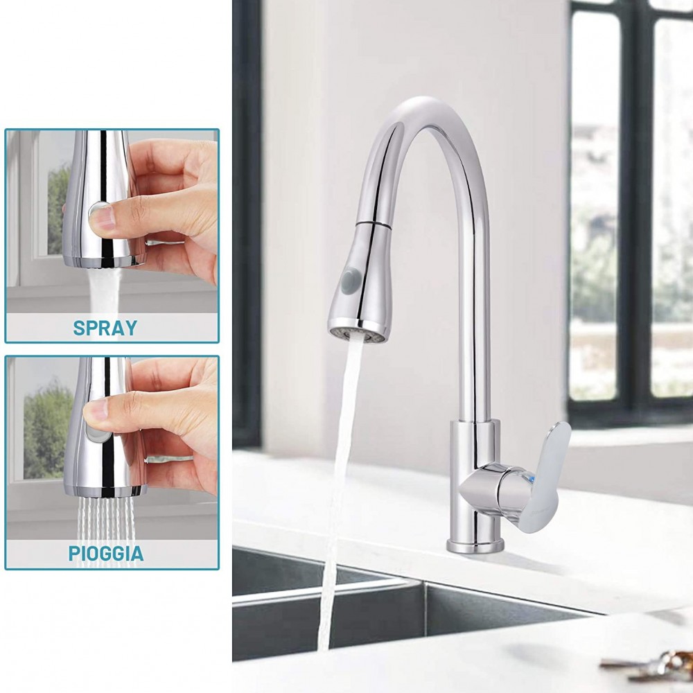 Grifo mezclador cromado para Fregadero GR-7544...