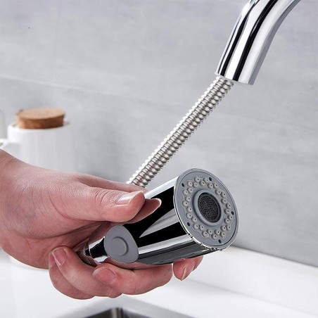 Grifo mezclador cromado para Fregadero GR-7544 con cabezal ducha extraíble 75cm