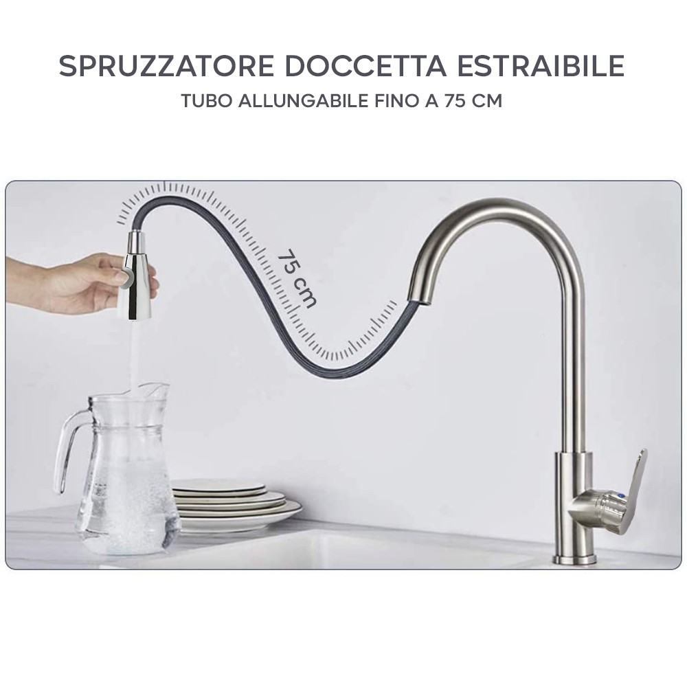 Grifo mezclador cromado para Fregadero GR-7544...