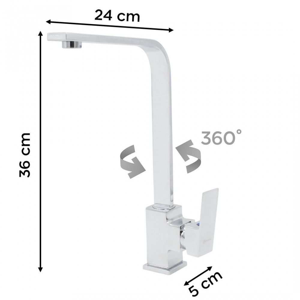 Grifo monomando cromado GR-7434 Giratorio 360 °...