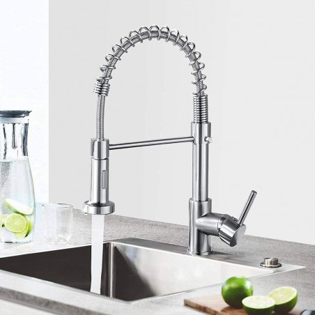 Grifo para fregadero extensible de muelle extraíble N030-L Caño giratorio 360 °