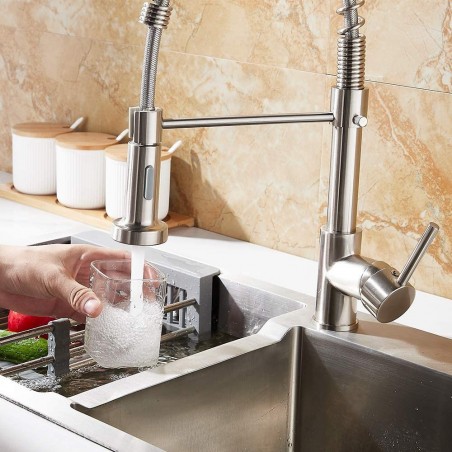 Grifo para fregadero extensible de muelle extraíble N030-L Caño giratorio 360 °