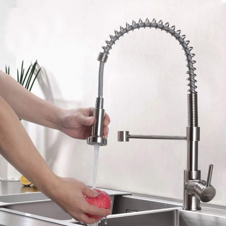 Grifo para fregadero extensible de muelle extraíble N030-L Caño giratorio 360 °