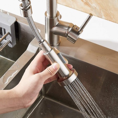 Grifo para fregadero extensible de muelle extraíble N030-L Caño giratorio 360 °