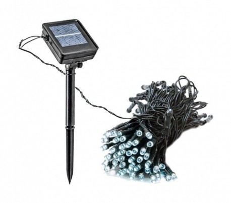 Tira fila 100 LED 10m energía solar al aire libre efecto parpadeo o fijo especial navidad