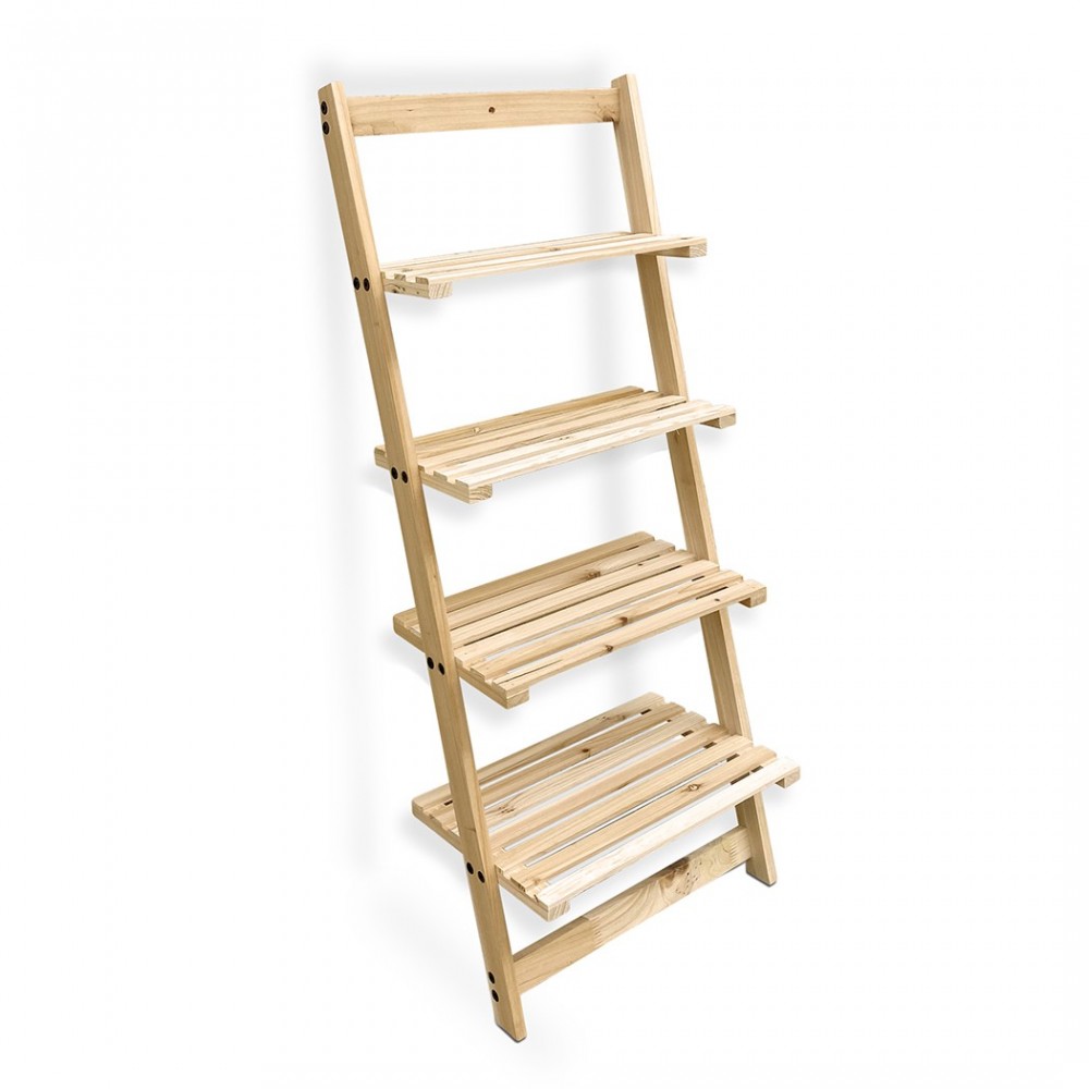 Estantería de madera escalera 87670 4 estantes de almacenamiento contra la pared