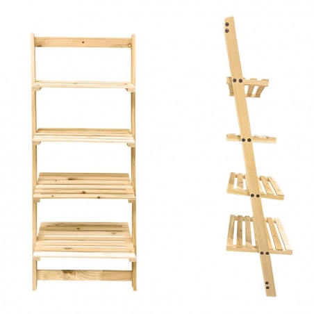 Estantería de madera escalera 87670 4 estantes de almacenamiento contra la pared