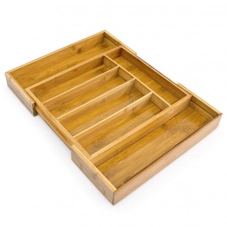 Bandeja para cubertería extensible de bambú 550873 38x41x5 cm 7 compartimentos