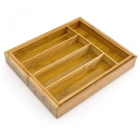 Bandeja para cubertería extensible de bambú 550873 38x41x5 cm 7 compartimentos